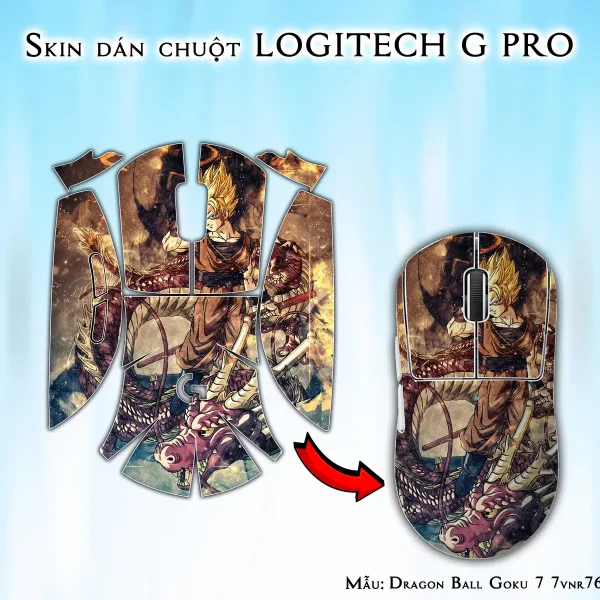 Skin dán chuột Logitech G Pro mẫu Dragon Ball Goku 7 7vnr76