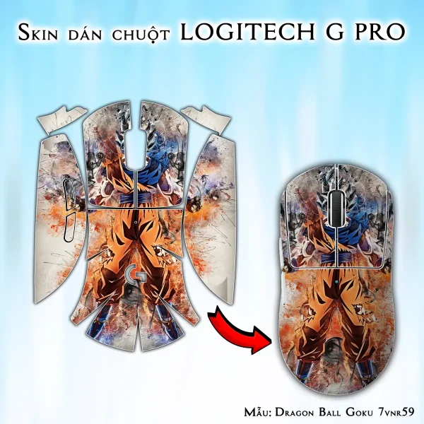 Skin dán chuột Logitech G Pro mẫu Dragon Ball Goku 7vnr59