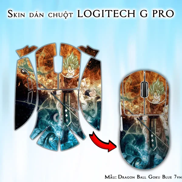 Skin dán chuột Logitech G Pro mẫu Dragon Ball Goku Blue 7vnr77