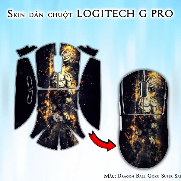 Skin dán chuột Logitech G Pro mẫu Dragon Ball Goku Super Saiyan 4 7vnr80