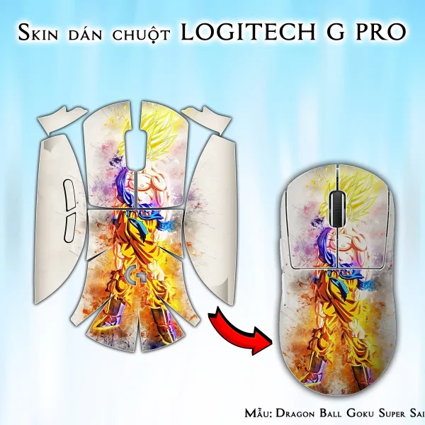 Skin dán chuột Logitech G Pro mẫu Dragon Ball Goku Super Saiyan 5 7vnr81