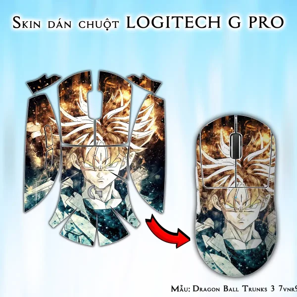 Skin dán chuột Logitech G Pro mẫu Dragon Ball Trunks 3 7vnr90