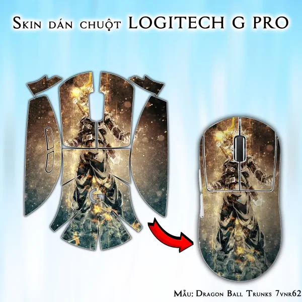 Skin dán chuột Logitech G Pro mẫu Dragon Ball Trunks 7vnr62