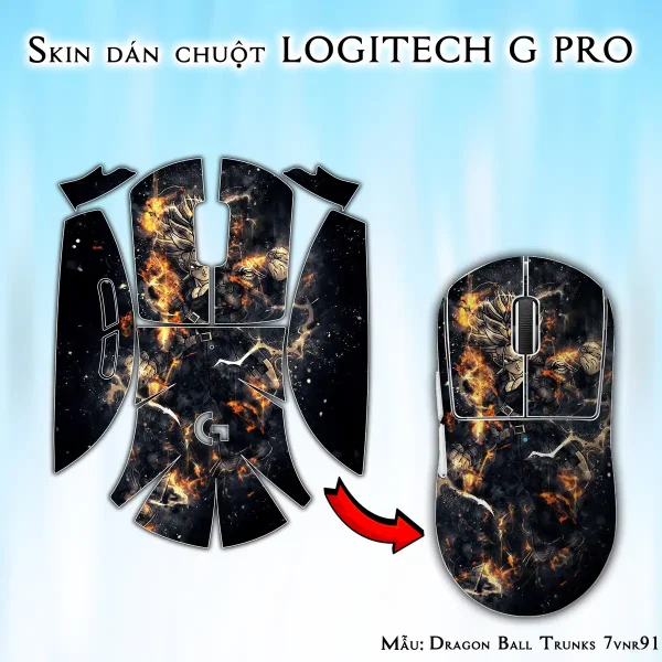 Skin dán chuột Logitech G Pro mẫu Dragon Ball Trunks 7vnr91