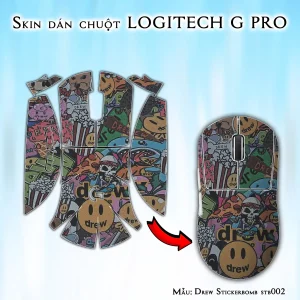 Skin dán chuột Logitech G Pro mẫu Drew Stickerbomb stb002