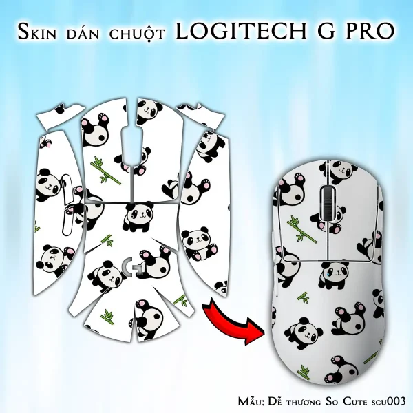 Skin dán chuột Logitech G Pro mẫu Dễ thương So Cute scu003