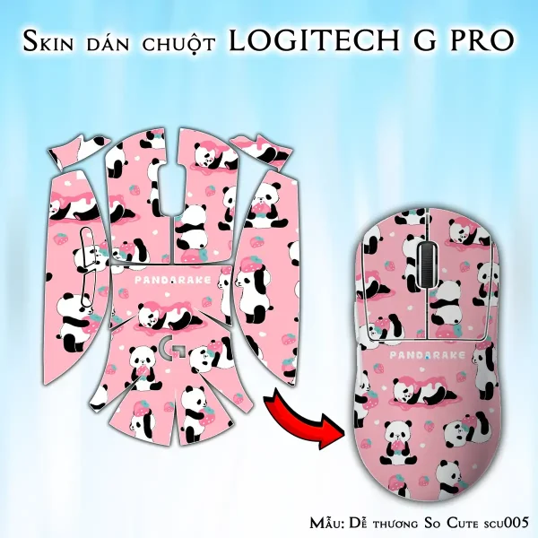 Skin dán chuột Logitech G Pro mẫu Dễ thương So Cute scu005