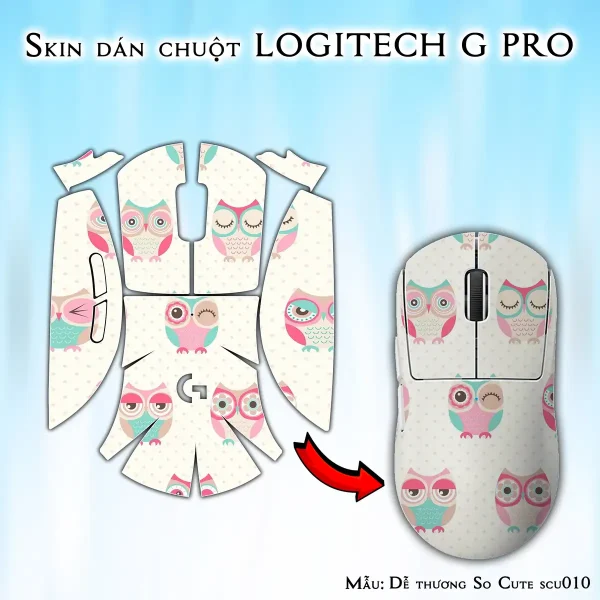 Skin dán chuột Logitech G Pro mẫu Dễ thương So Cute scu010