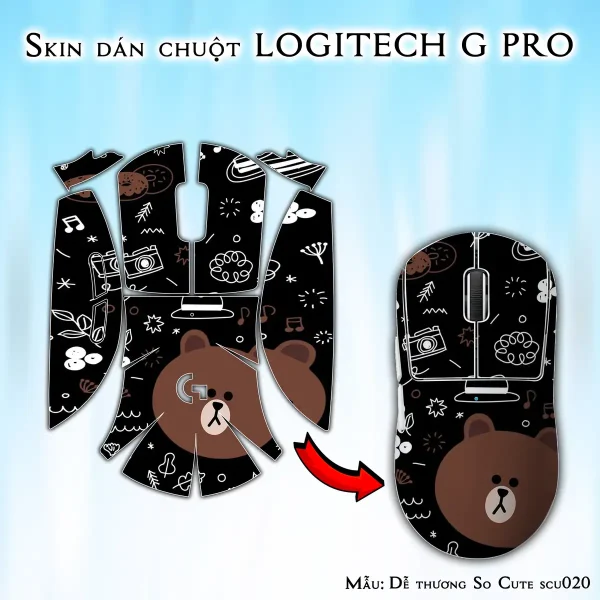 Skin dán chuột Logitech G Pro mẫu Dễ thương So Cute scu020