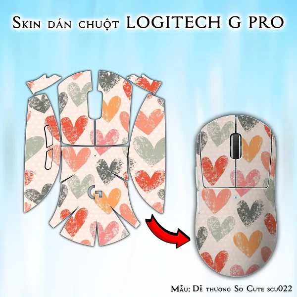 Skin dán chuột Logitech G Pro mẫu Dễ thương So Cute scu022
