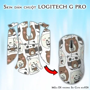 Skin dán chuột Logitech G Pro mẫu Dễ thương So Cute scu026