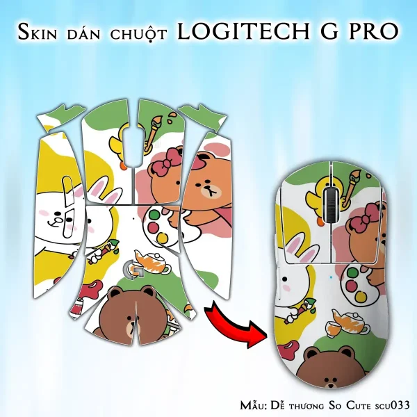 Skin dán chuột Logitech G Pro mẫu Dễ thương So Cute scu033