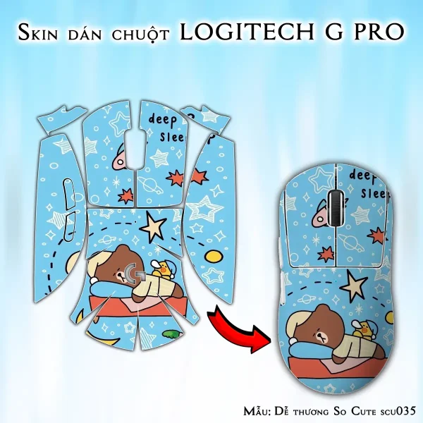 Skin dán chuột Logitech G Pro mẫu Dễ thương So Cute scu035