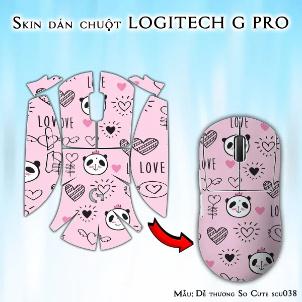 Skin dán chuột Logitech G Pro mẫu Dễ thương So Cute scu038