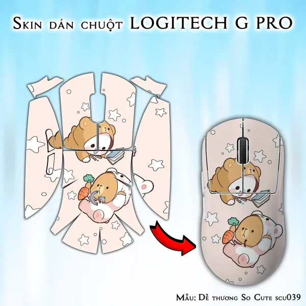 Skin dán chuột Logitech G Pro mẫu Dễ thương So Cute scu039