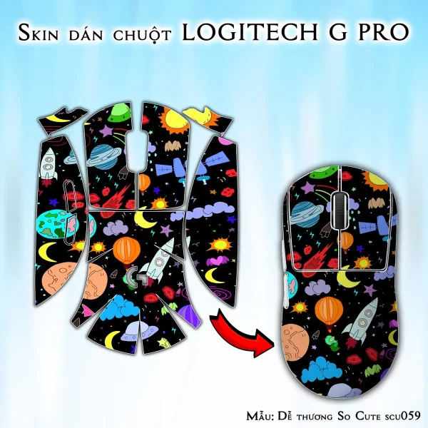 Skin dán chuột Logitech G Pro mẫu Dễ thương So Cute scu059