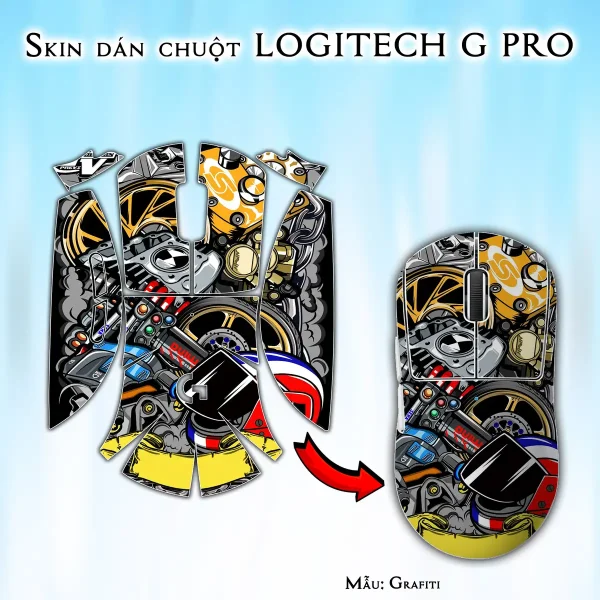 Skin dán chuột Logitech G Pro mẫu Grafiti