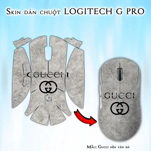 Skin dán chuột Logitech G Pro mẫu Gucci nền vân đá