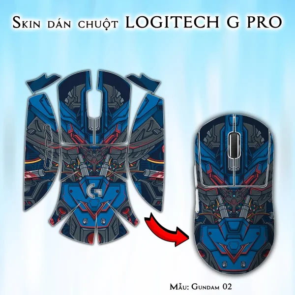 Skin dán chuột Logitech G Pro mẫu Gundam 02