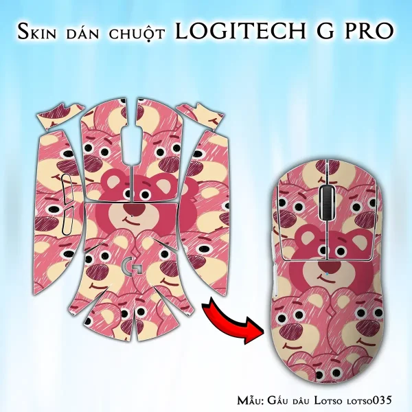Skin dán chuột Logitech G Pro mẫu Gấu dâu Lotso lotso035