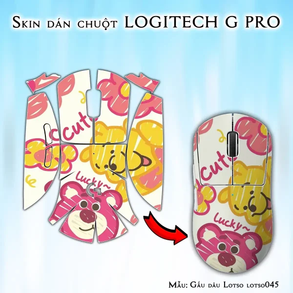 Skin dán chuột Logitech G Pro mẫu Gấu dâu Lotso lotso045