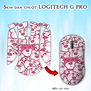 Skin dán chuột Logitech G Pro mẫu gấu hồng