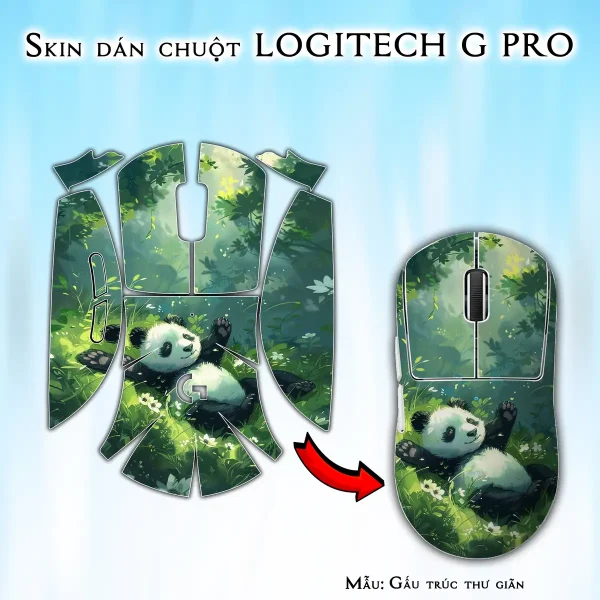 Skin dán chuột Logitech G Pro mẫu Gấu trúc thư giãn