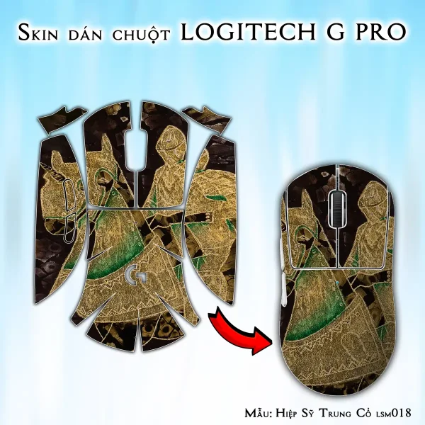 Skin dán chuột Logitech G Pro mẫu Hiệp Sỹ Trung Cổ lsm018