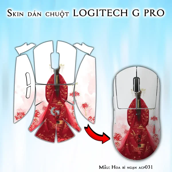 Skin dán chuột Logitech G Pro mẫu Hoa bỉ ngạn acp031