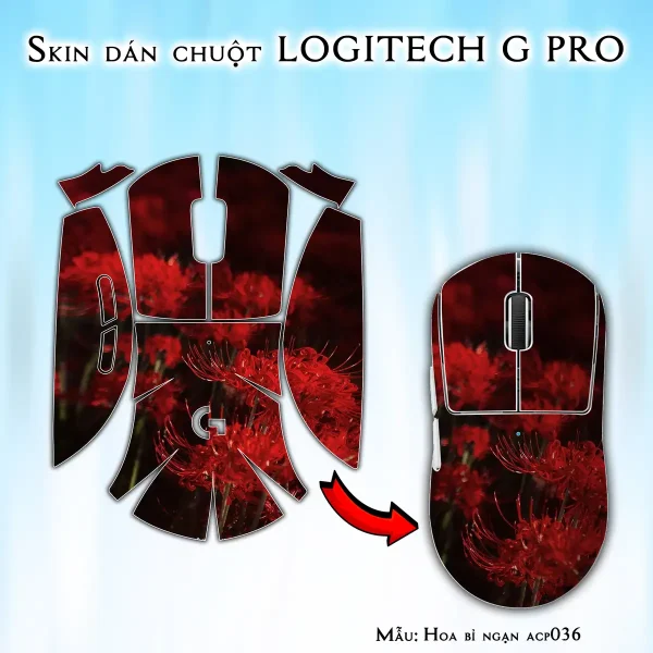 Skin dán chuột Logitech G Pro mẫu Hoa bỉ ngạn acp036
