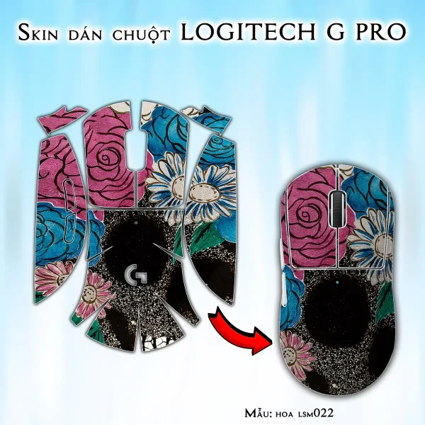 Skin dán chuột Logitech G Pro mẫu hoa lsm022