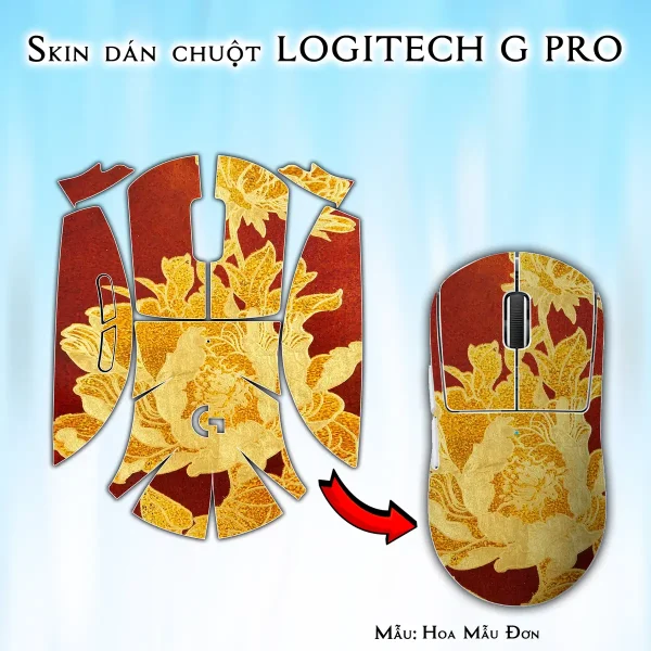 Skin dán chuột Logitech G Pro mẫu Hoa Mẫu Đơn