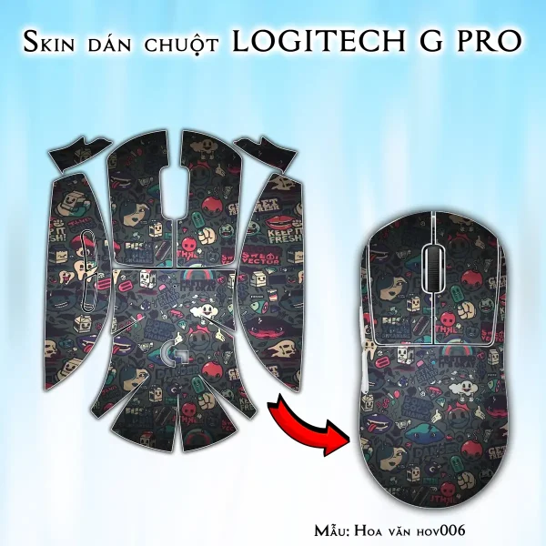 Skin dán chuột Logitech G Pro mẫu Hoa văn hov006