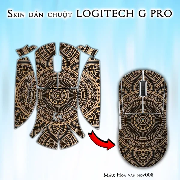 Skin dán chuột Logitech G Pro mẫu Hoa văn hov008
