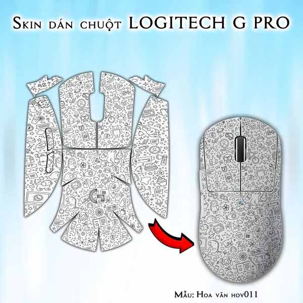 Skin dán chuột Logitech G Pro mẫu Hoa văn hov011