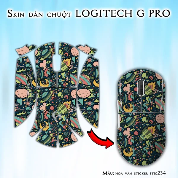 Skin dán chuột Logitech G Pro mẫu hoa văn sticker stic234