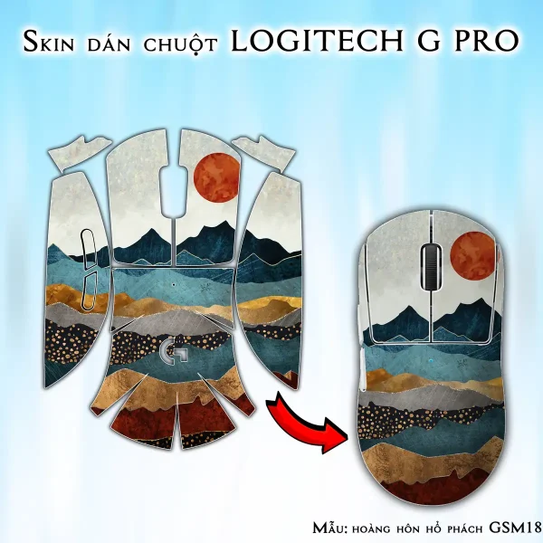 Skin dán chuột Logitech G Pro mẫu hoàng hôn hổ phách GSM180