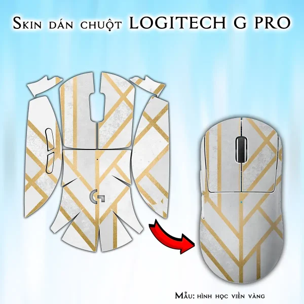 Skin dán chuột Logitech G Pro mẫu hình học viền vàng