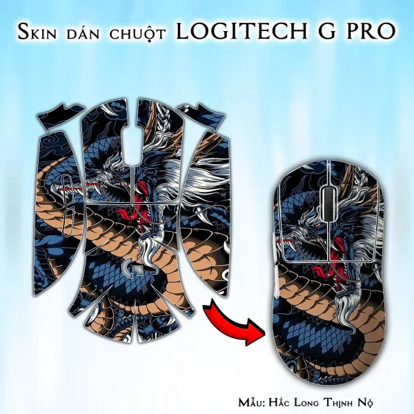 Skin dán chuột Logitech G Pro mẫu Hắc Long Thịnh Nộ