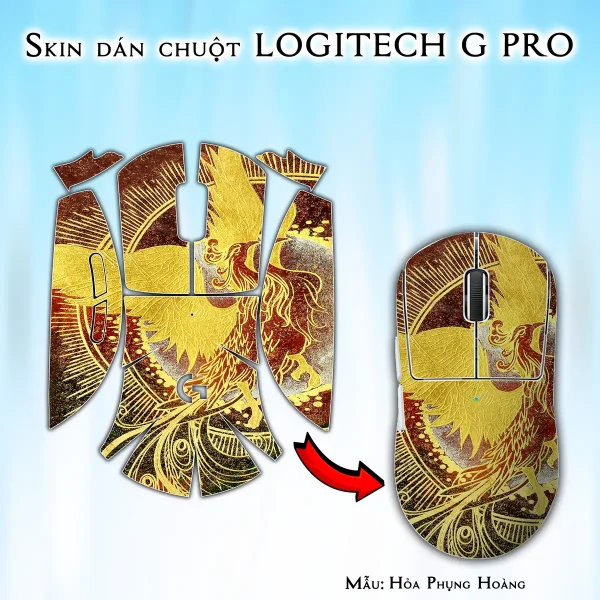 Skin dán chuột Logitech G Pro mẫu Hỏa Phụng Hoàng