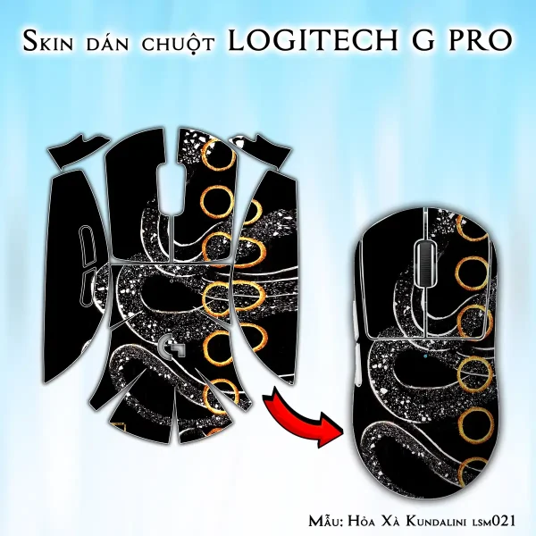 Skin dán chuột Logitech G Pro mẫu Hỏa Xà Kundalini lsm021