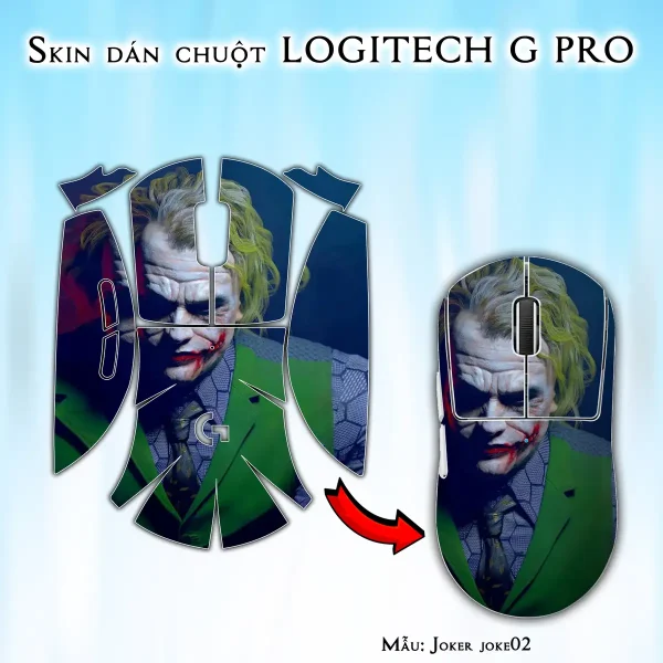 Skin dán chuột Logitech G Pro mẫu Joker joke02