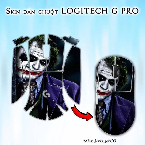 Skin dán chuột Logitech G Pro mẫu Joker joke03