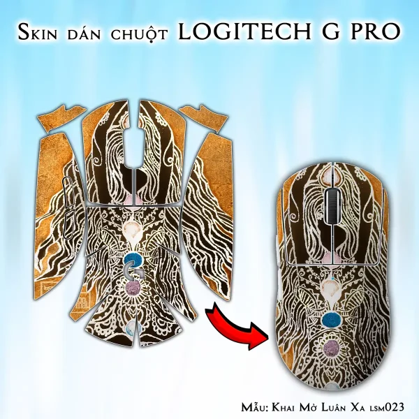 Skin dán chuột Logitech G Pro mẫu Khai Mở Luân Xa lsm023