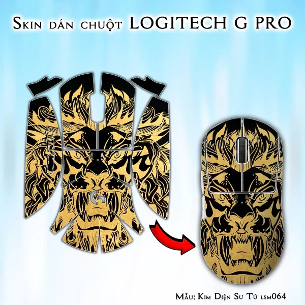 Skin dán chuột Logitech G Pro mẫu Kim Diện Sư Tử lsm064