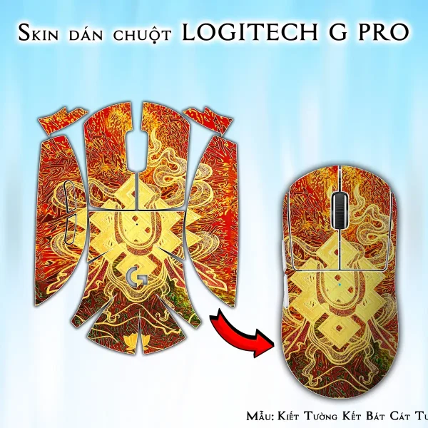 Skin dán chuột Logitech G Pro mẫu Kiết Tường Kết Bát Cát Tường