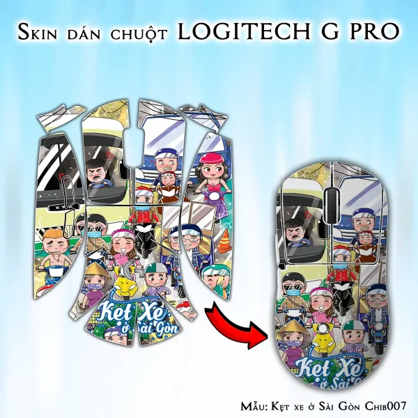Skin dán chuột Logitech G Pro mẫu Kẹt xe ở Sài Gòn Chib007