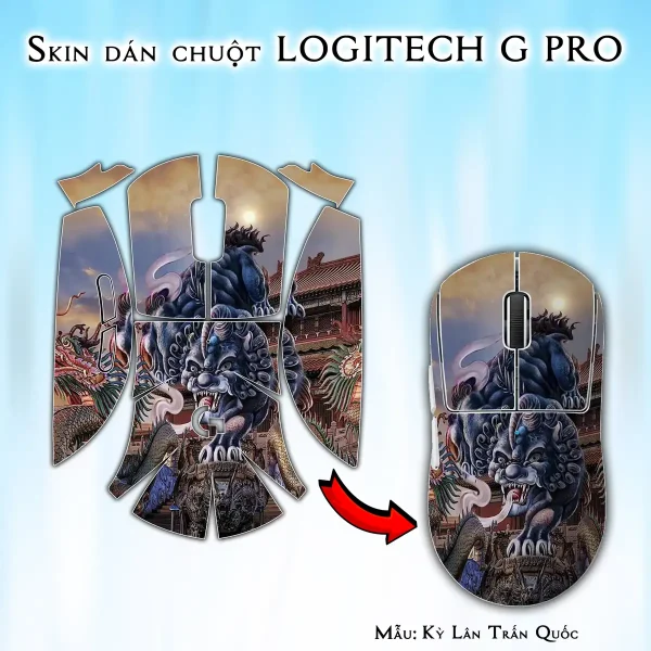 Skin dán chuột Logitech G Pro mẫu Kỳ Lân Trấn Quốc