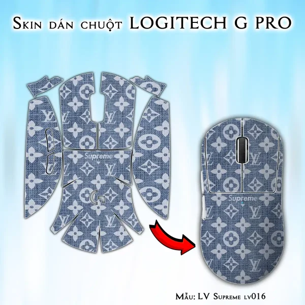 Skin dán chuột Logitech G Pro mẫu LV Supreme lv016