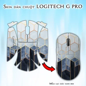 Skin dán chuột Logitech G Pro mẫu lục giác xanh đen